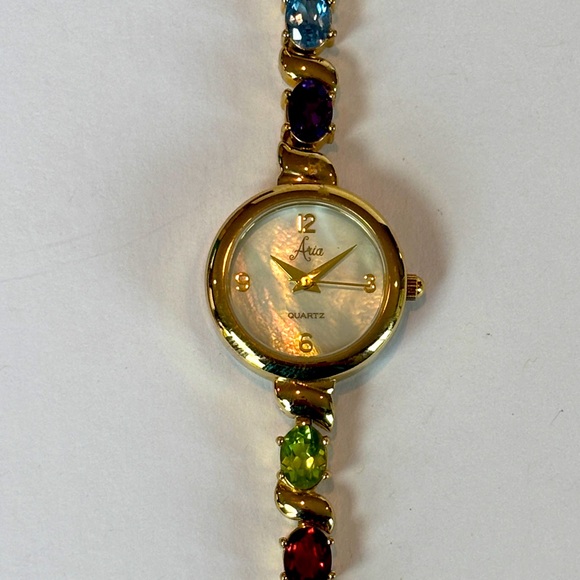 Aria Gold Toned Faux Gem Watch - Picture 1 of 7